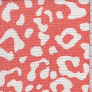 3 YD PC-Coral/White Animal Print Bubble Thermal Knit Fabric