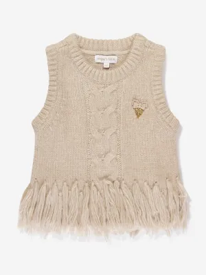 Angels Face Girls Ava Fringed Tank Top in Beige