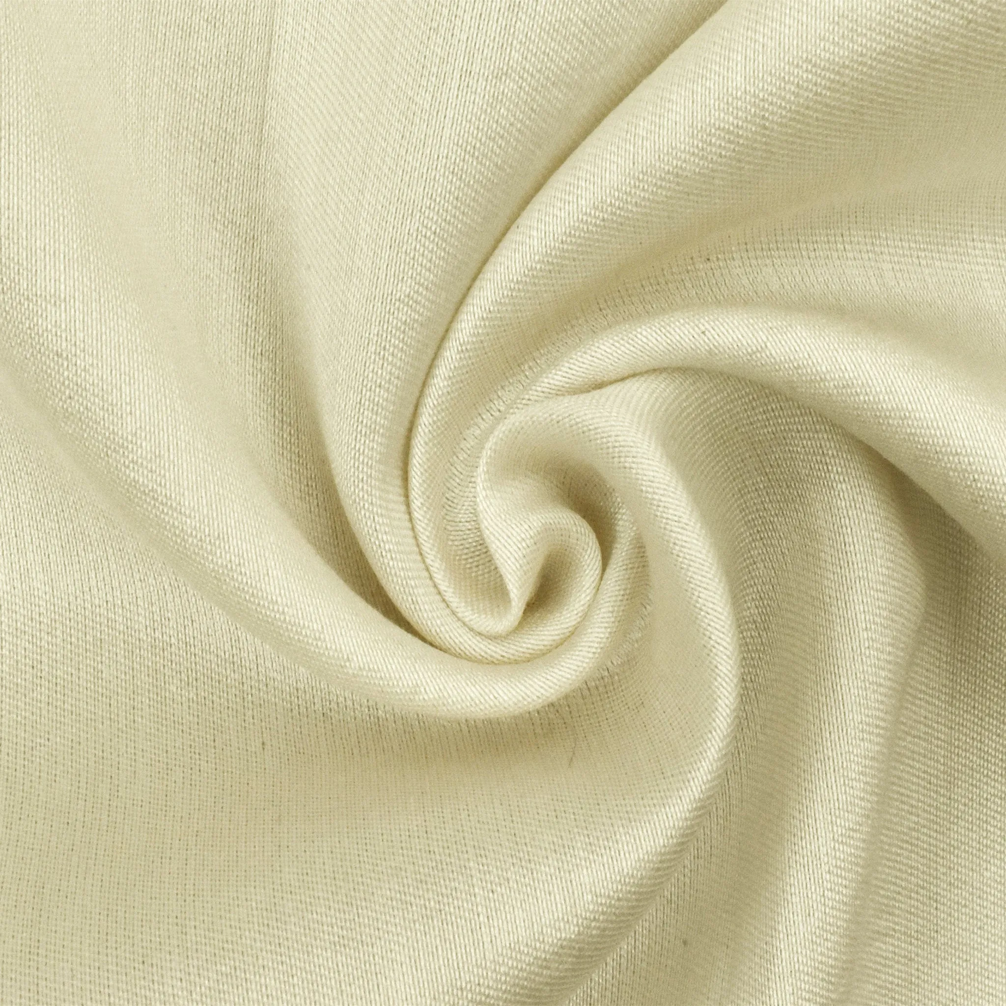 Antique Pearl Ivory Silk-Wool Slub Twill Woven Fabric