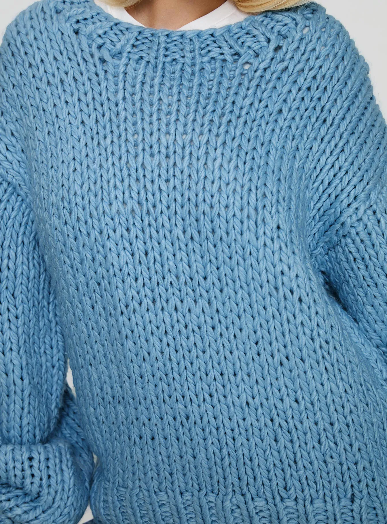 Arrowtown Hand Knit Sweater Blue