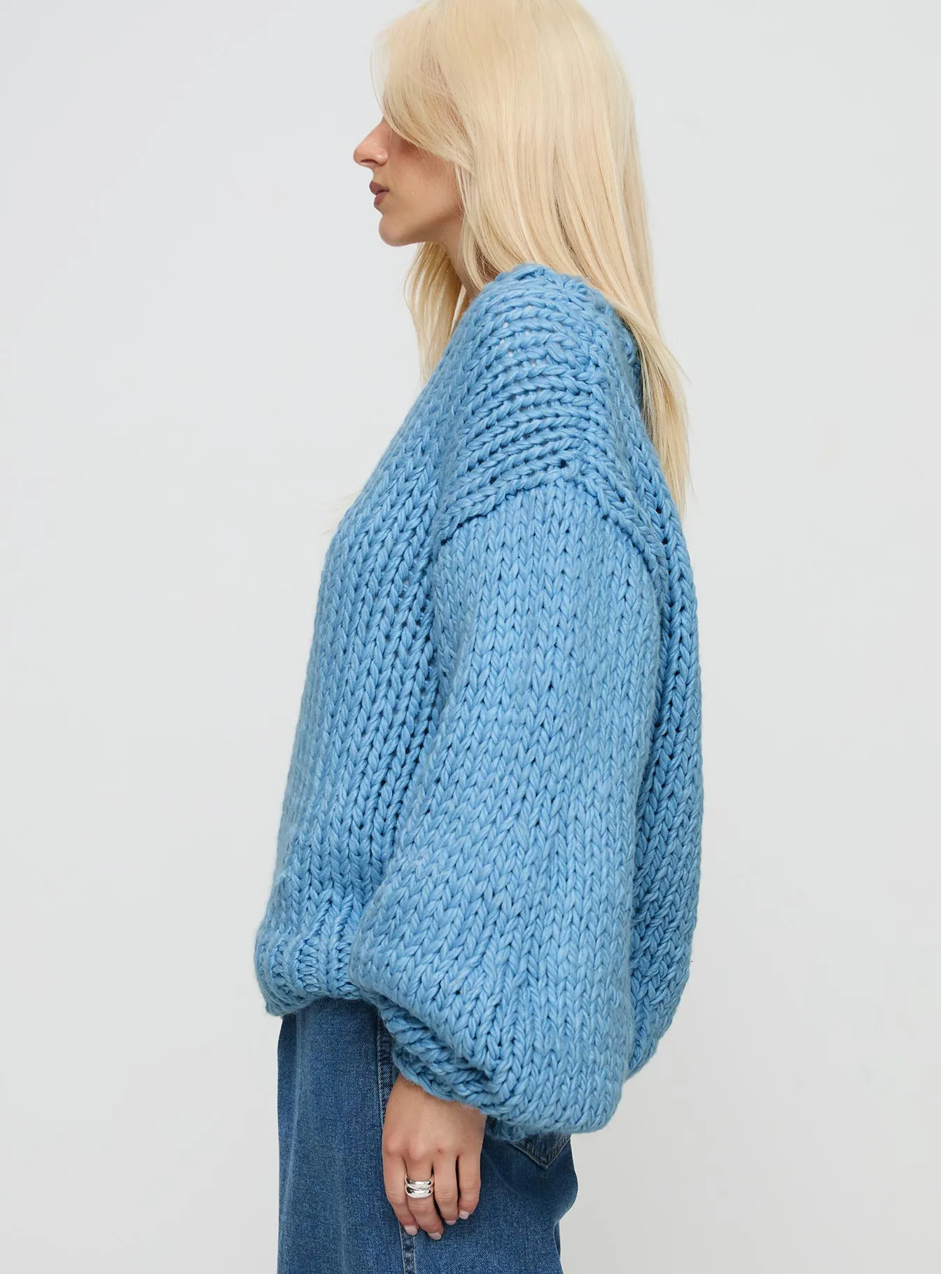 Arrowtown Hand Knit Sweater Blue