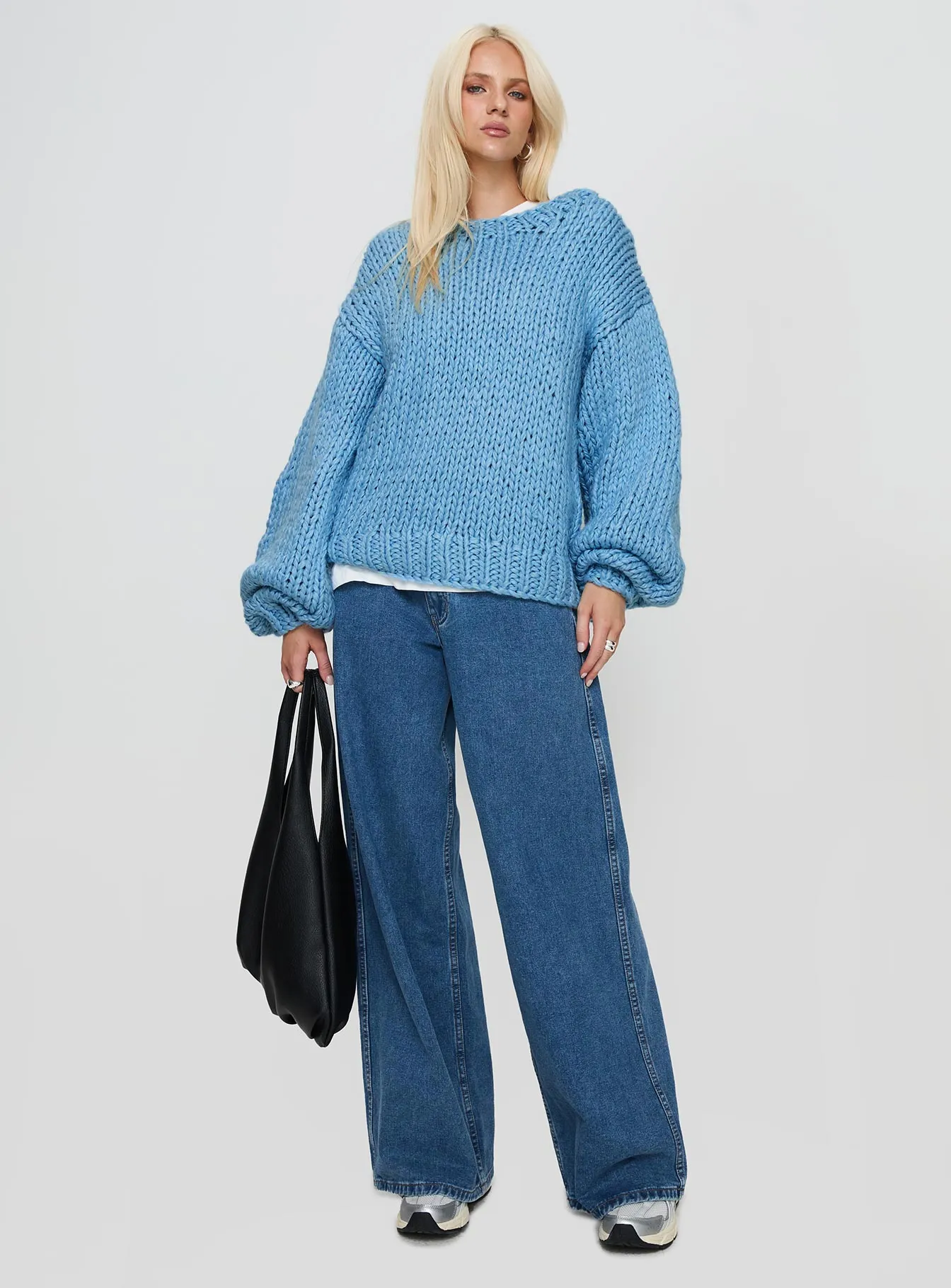 Arrowtown Hand Knit Sweater Blue