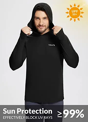 BALEAF Men's Sun Protection Hoodie Shirt UPF 50  Long Sleeve UV SPF T-Shirts Rash Guard Fishing Swimming Lightweight Vermillion Orange L