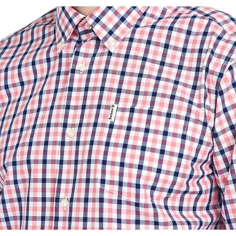 Barbour Gingham 15 Regular Fit Mens Shirt - Pink