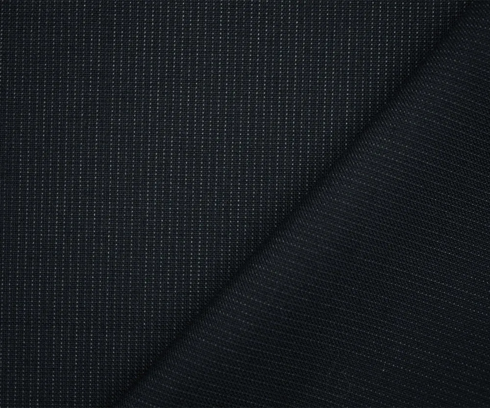 Black-Gray Poly-Wool Subtle Striped Woven Shirting Fabric