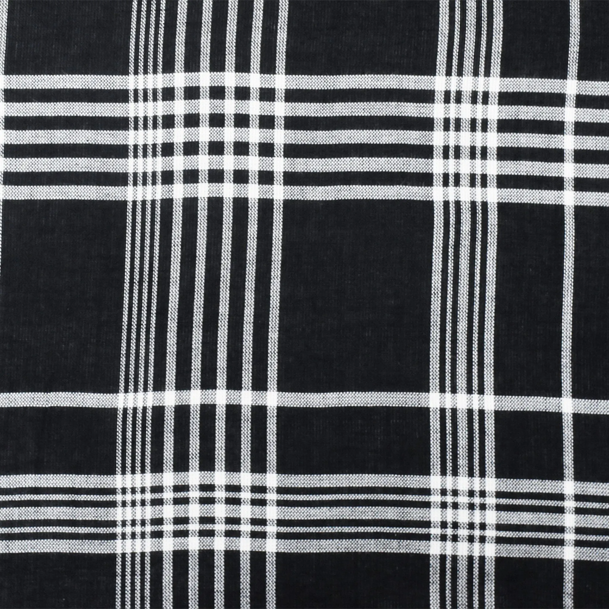 Black-White Famous Maker Cotton Plaid Gauze Woven Fabric