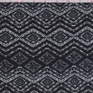 Black/White Deco Diamond Jersey Knit Fabric