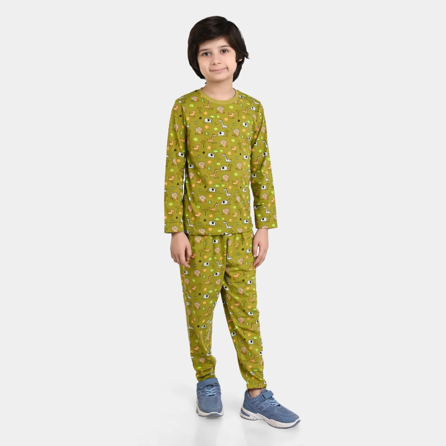 Boys Slub Jersey 2 Piece Suit Safari Animal-Iguana