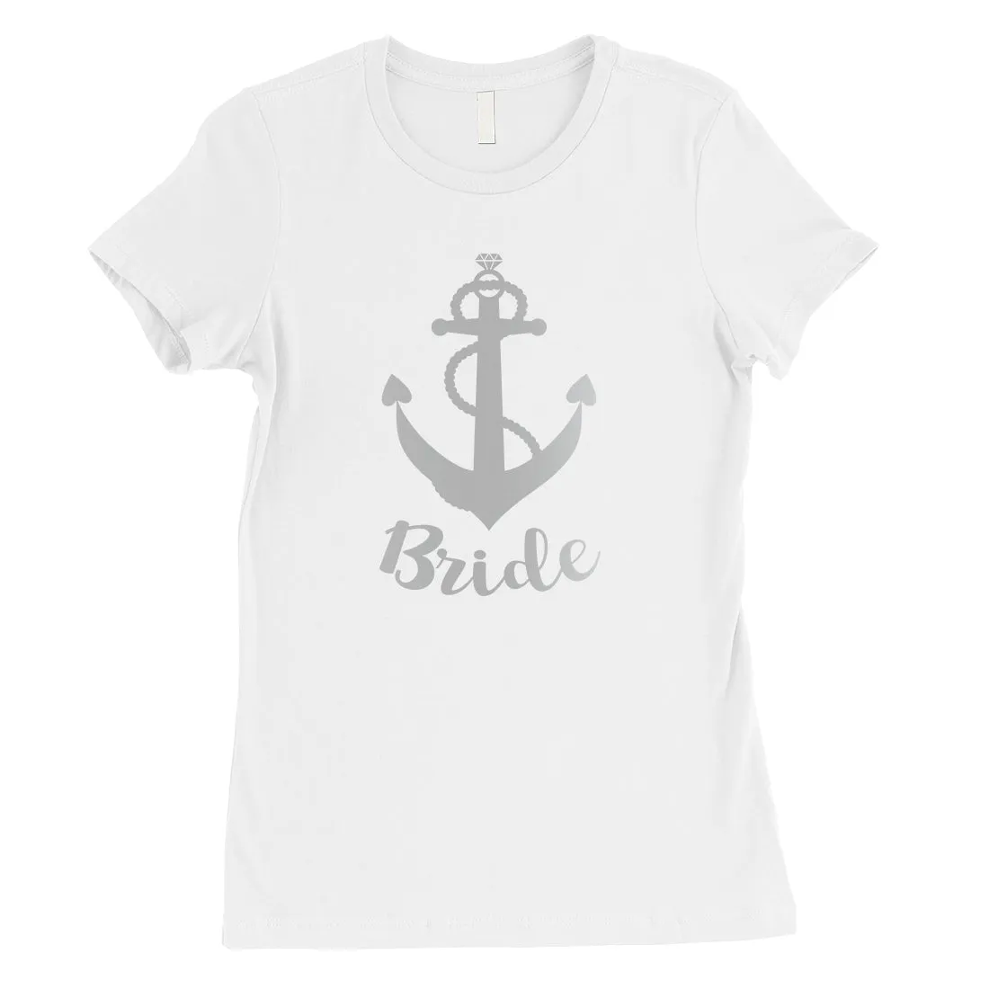 Bride Crew Anchor-SILVER Womens T-Shirt Playful Bright Anniversary