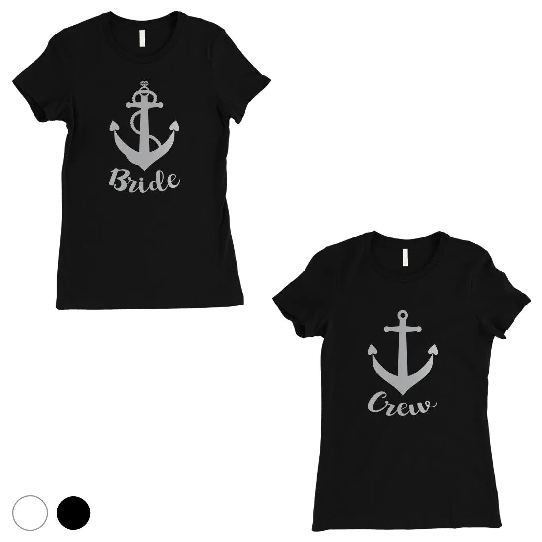 Bride Crew Anchor-SILVER Womens T-Shirt Playful Bright Anniversary