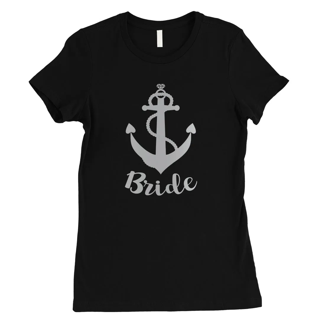 Bride Crew Anchor-SILVER Womens T-Shirt Playful Bright Anniversary