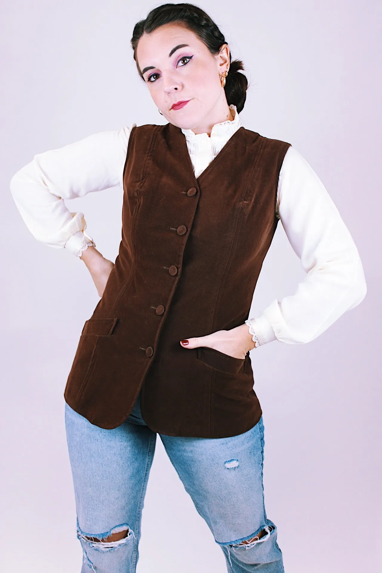 Brown Velvet Vest