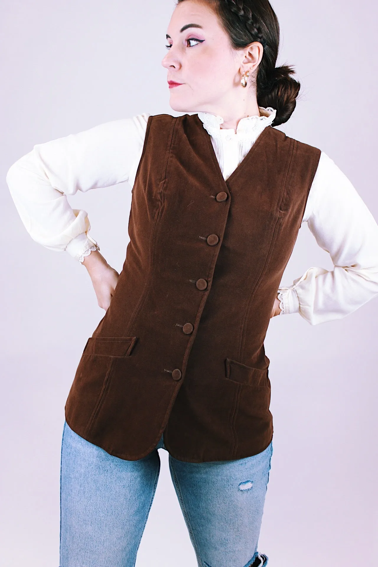 Brown Velvet Vest