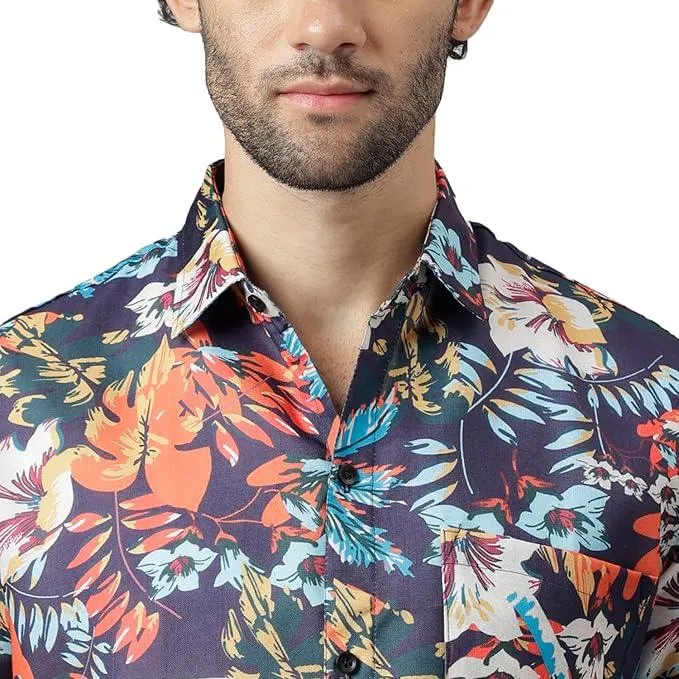 Casual Shirts for Men - Multicolored Printed Short Sleeve