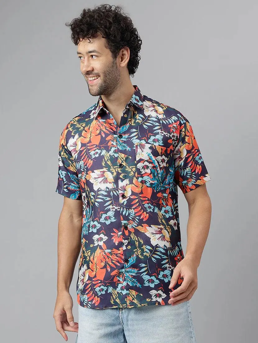 Casual Shirts for Men - Multicolored Printed Short Sleeve