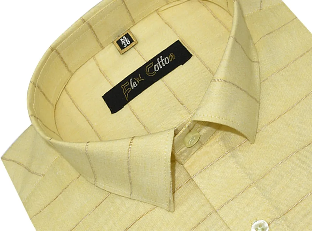 Cream Color 3D Lining Cotton Shirts For Men's