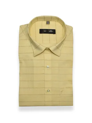 Cream Color 3D Lining Cotton Shirts For Men's