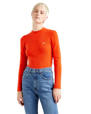 Crewneck Rib Jumper in Orange