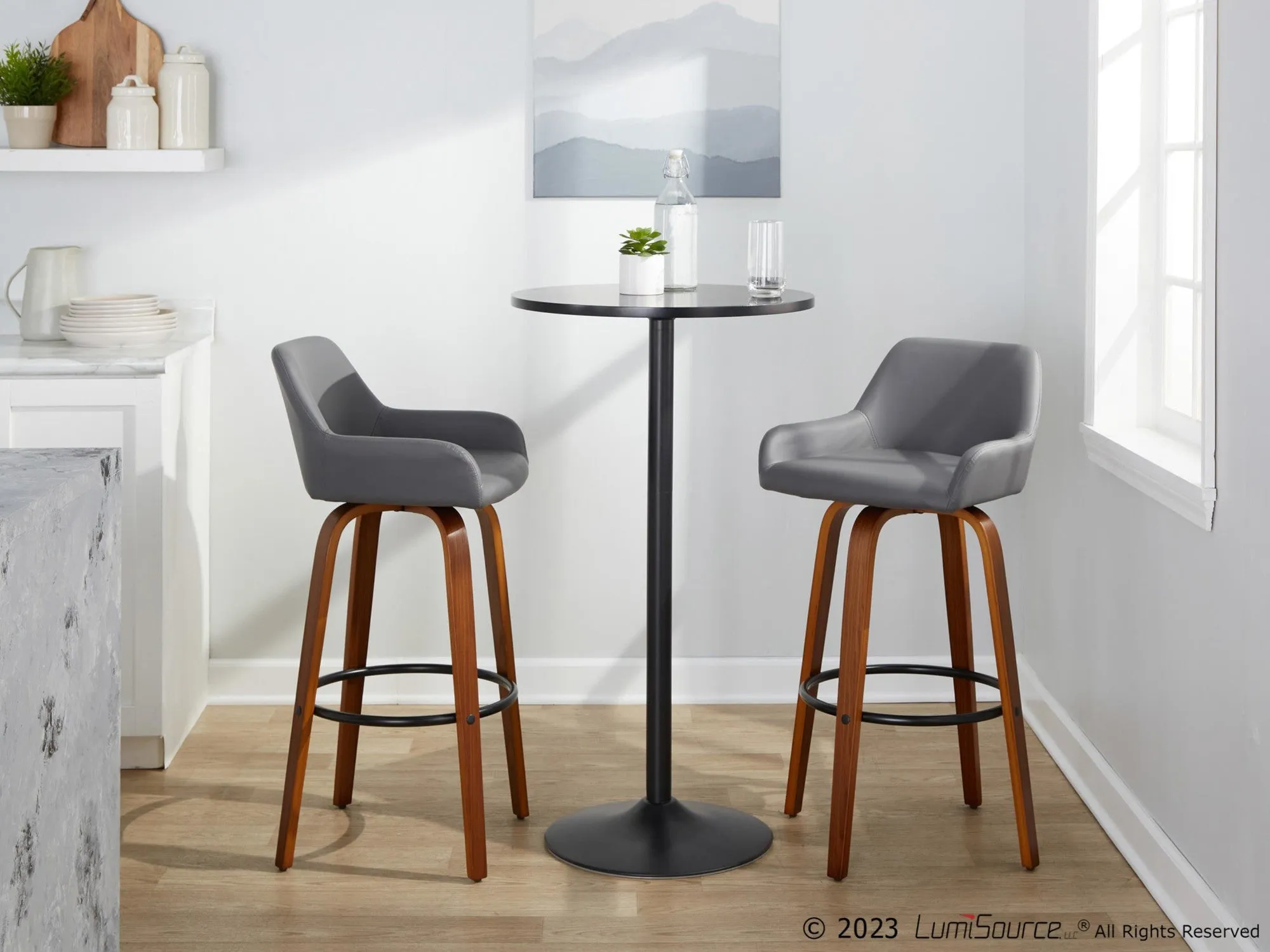 Daniella 30" Fixed-Height Barstool - Set of 2 By LumiSource - B30-DNLAV-GRTZQ2 WLBK2