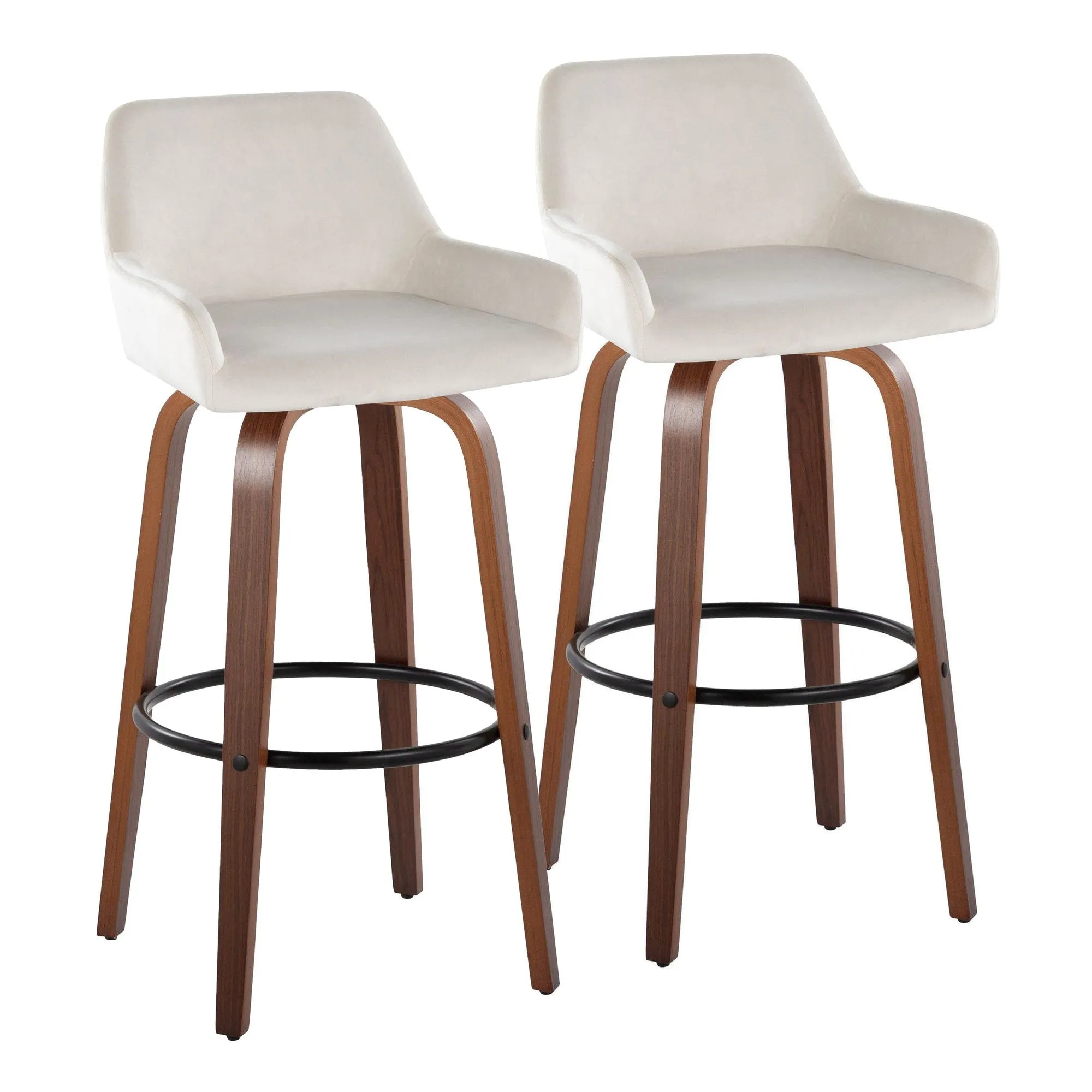 Daniella 30" Fixed-Height Barstool - Set of 2 By LumiSource - B30-DNLAV-GRTZQ2 WLBK2