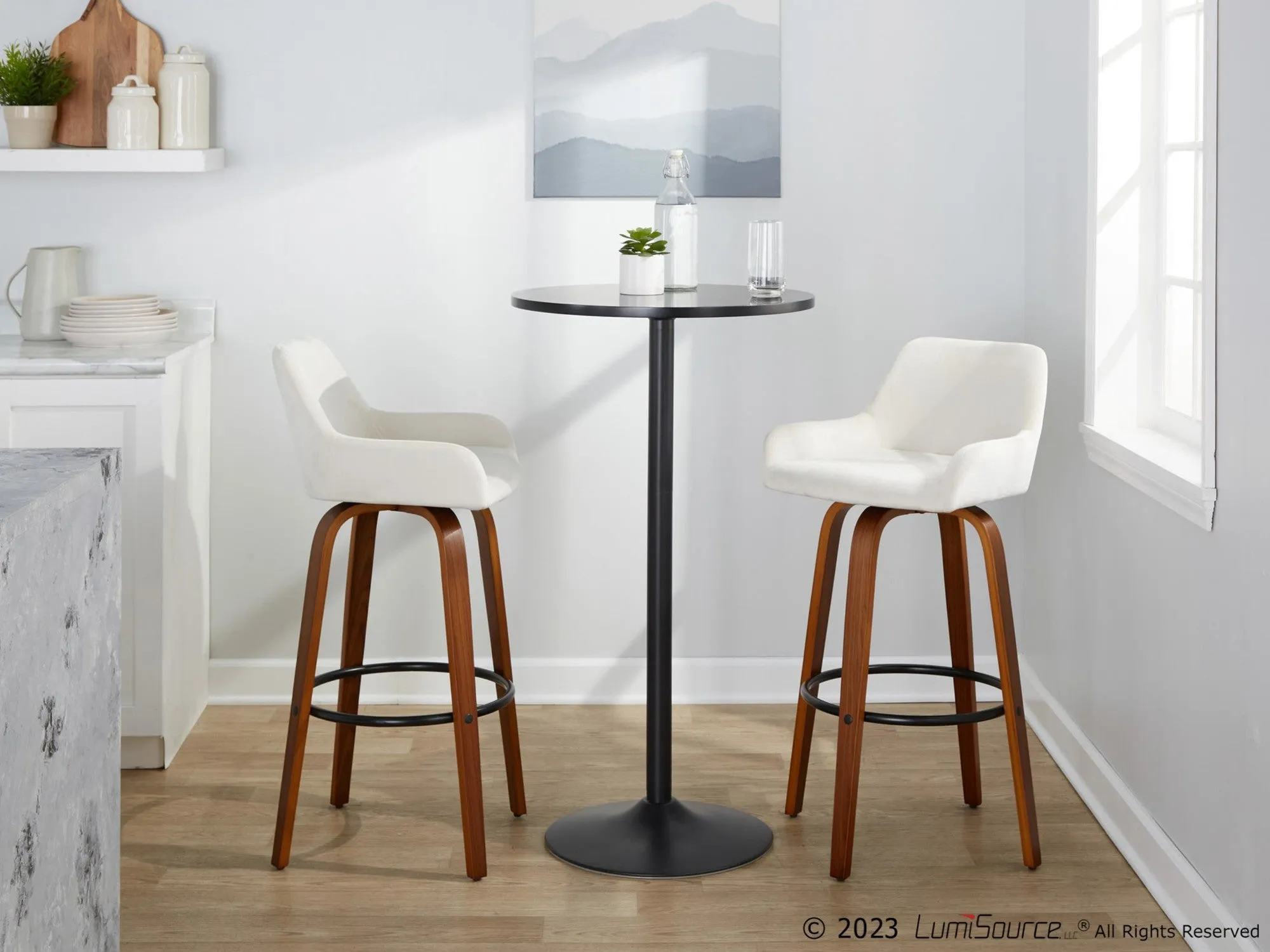 Daniella 30" Fixed-Height Barstool - Set of 2 By LumiSource - B30-DNLAV-GRTZQ2 WLBK2