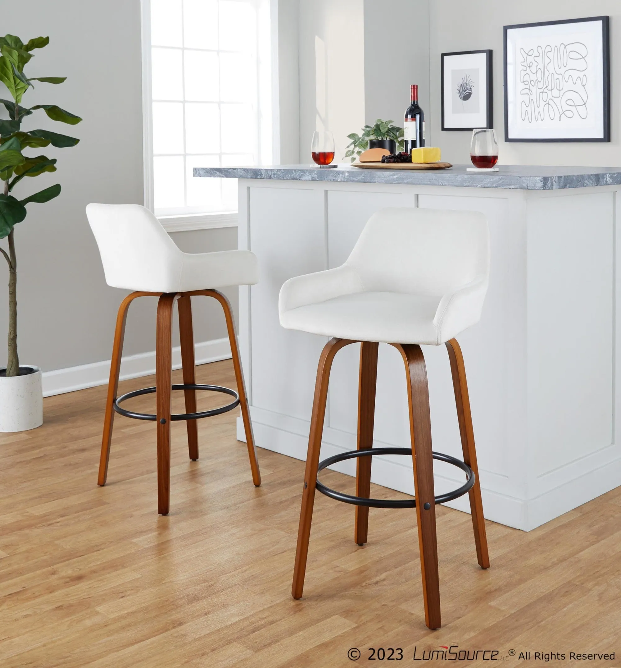 Daniella 30" Fixed-Height Barstool - Set of 2 By LumiSource - B30-DNLAV-GRTZQ2 WLBK2