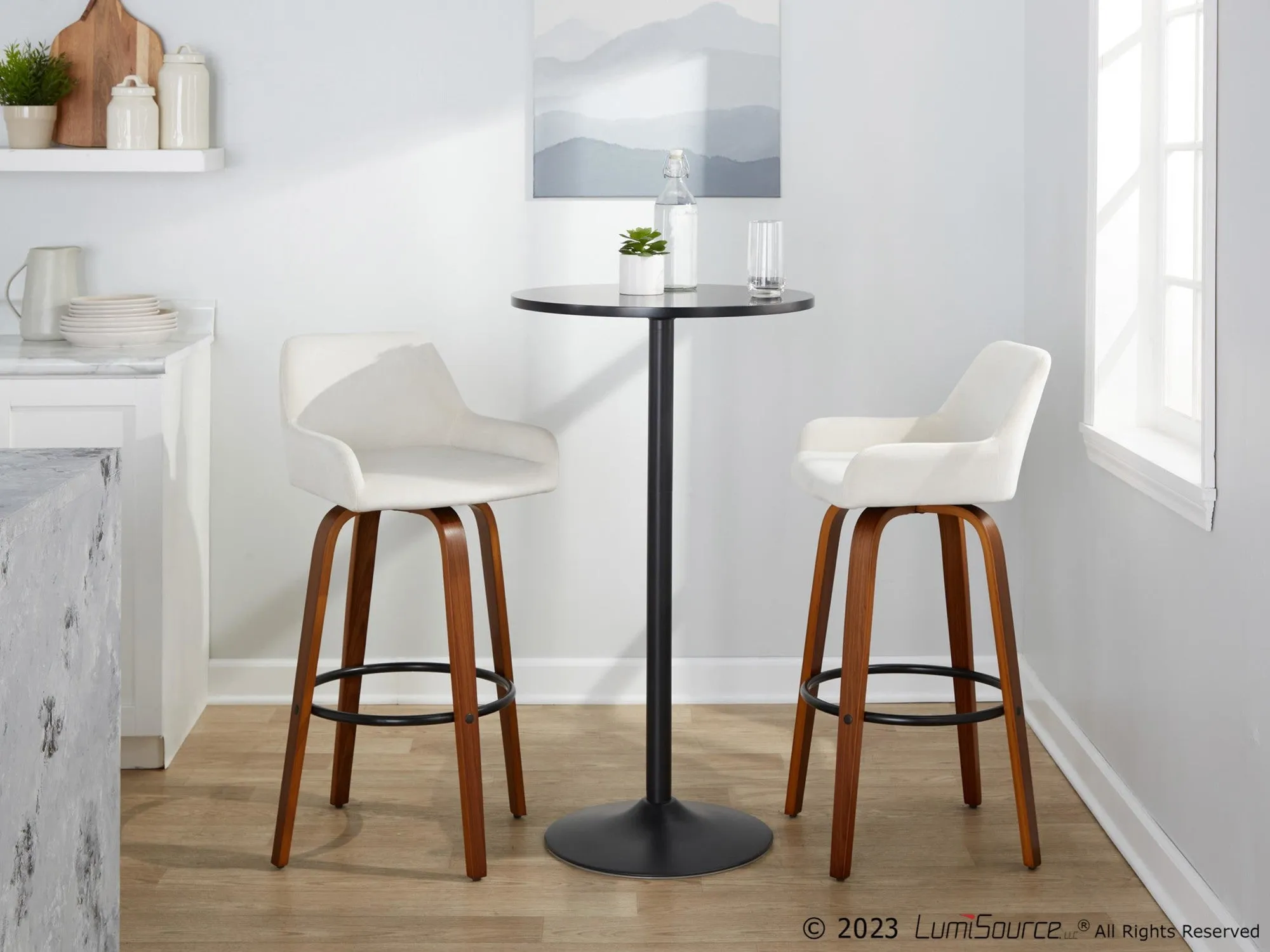 Daniella 30" Fixed-Height Barstool - Set of 2 By LumiSource - B30-DNLAV-GRTZQ2 WLBK2