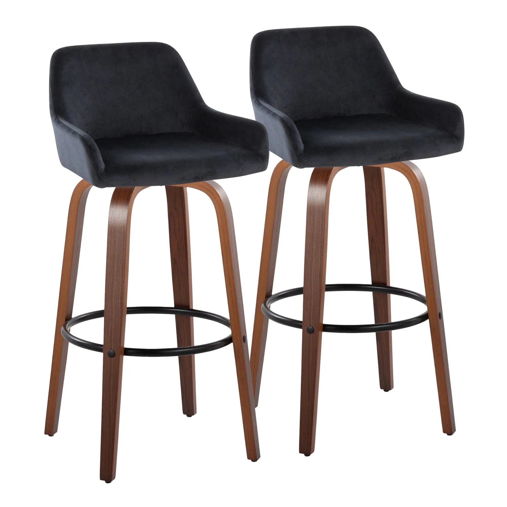 Daniella 30" Fixed-Height Barstool - Set of 2 By LumiSource - B30-DNLAV-GRTZQ2 WLBK2