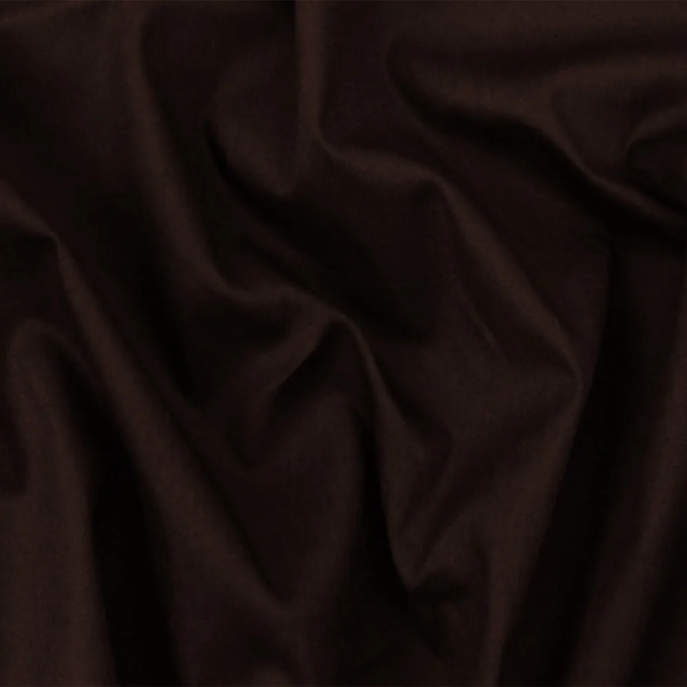 Deep Brown Solid Cotton Stretch Spandex Poplin Woven Fabric