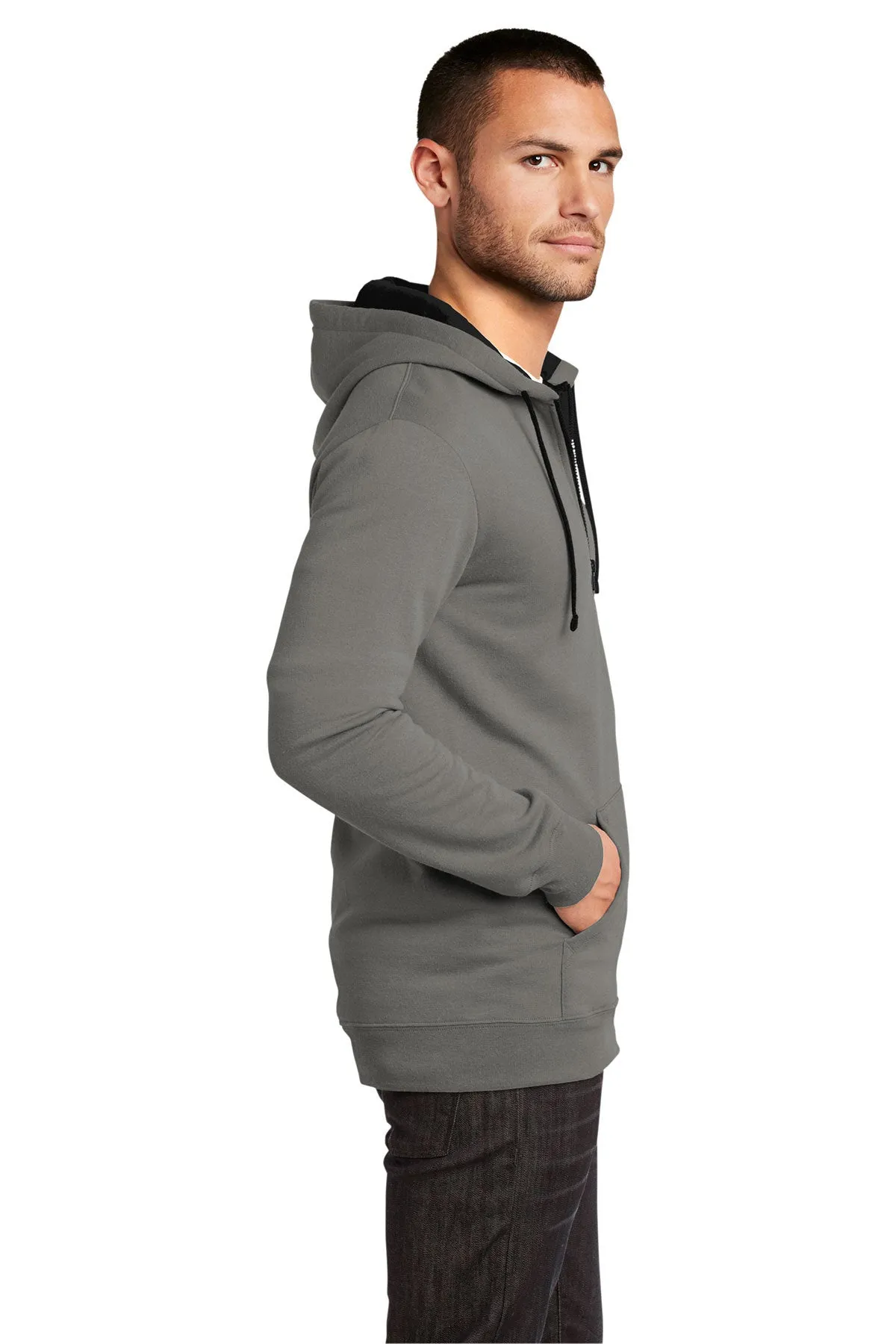 District Young Mens Concert Full-Zip Hoodies, Grey