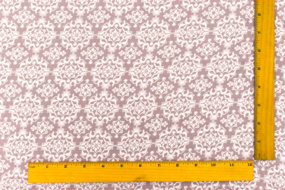 Dusty Pink-Ivory Moroccan Printed Stretch Rayon Momie Woven Fabric