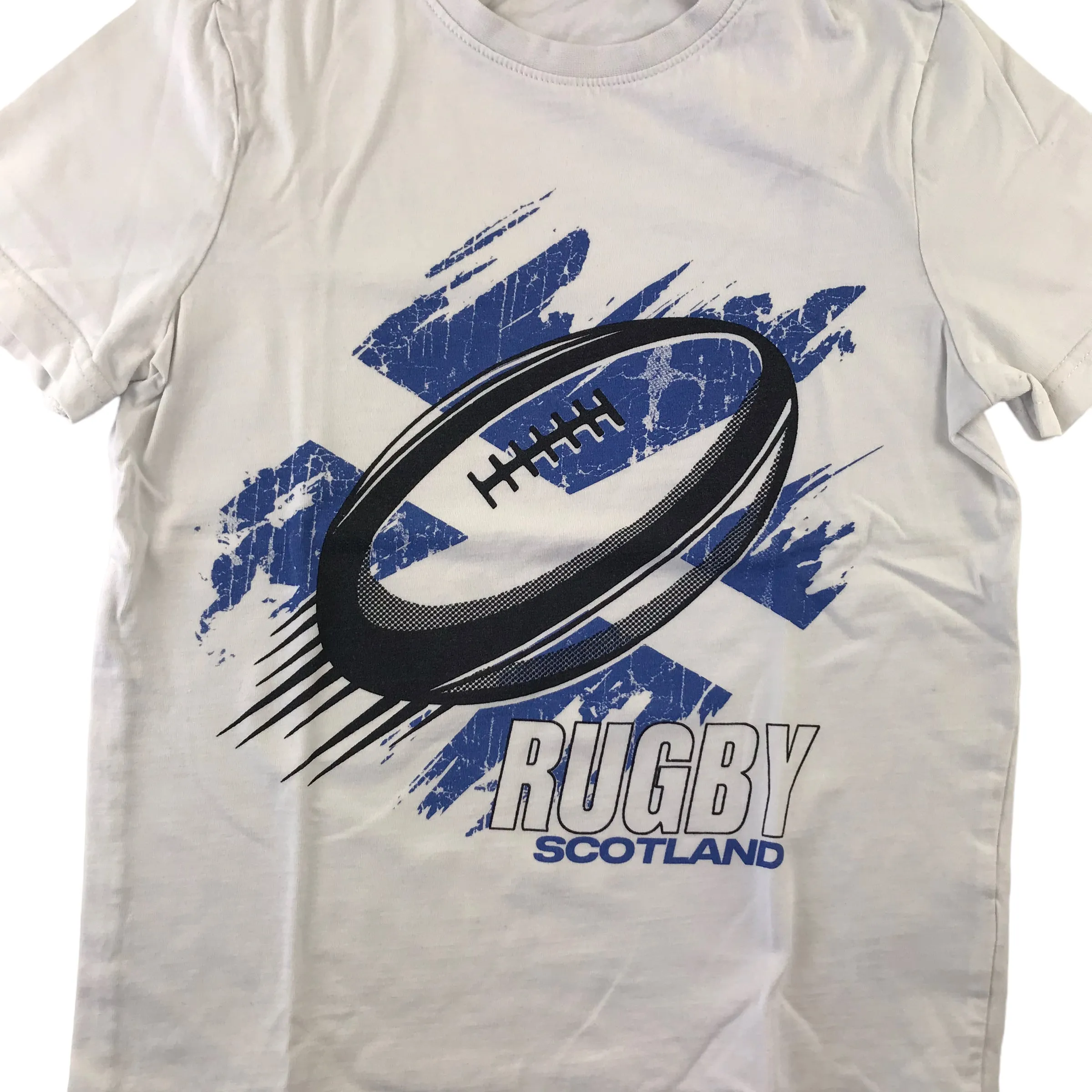 F&F t-shirt 7-8 years white Rugby Scotland short sleeve cotton