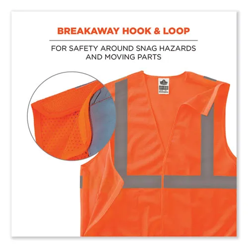 Glowear 8215ba-s Single Size Class 2 Economy Breakaway Mesh Vest, Polyester, 5x-large, Orange, Ships In 1-3 Business Days