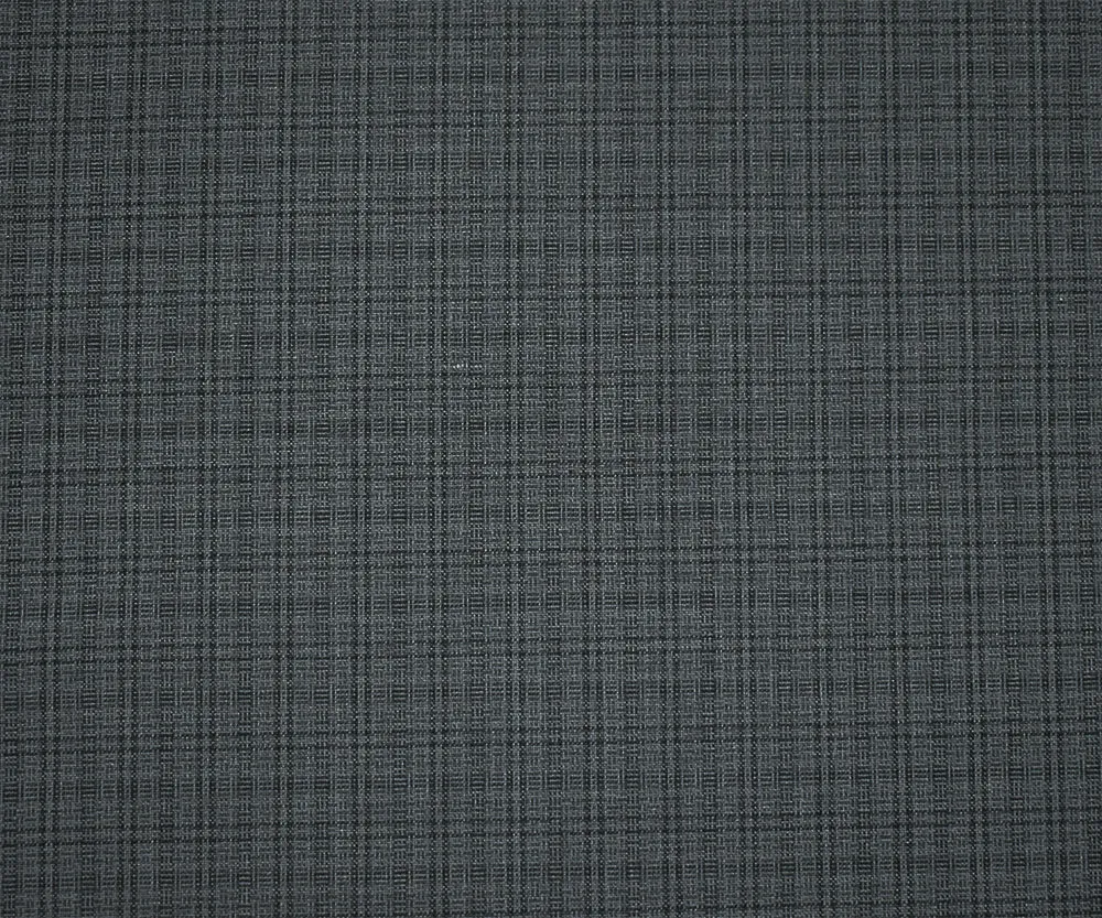 Gray-Black Wool-Polyester Plaid Woven Shirting Fabric