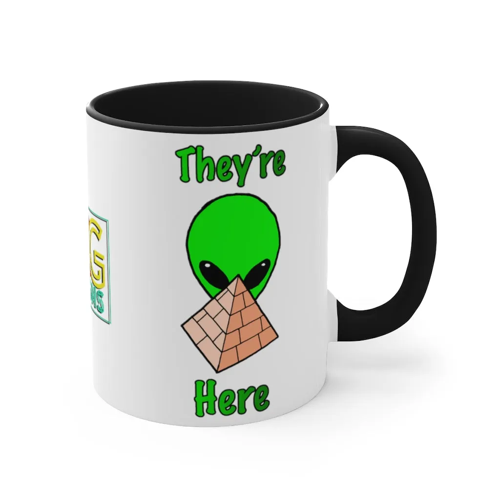 Green Alien Pyramid Accent Coffee Mug, 11oz