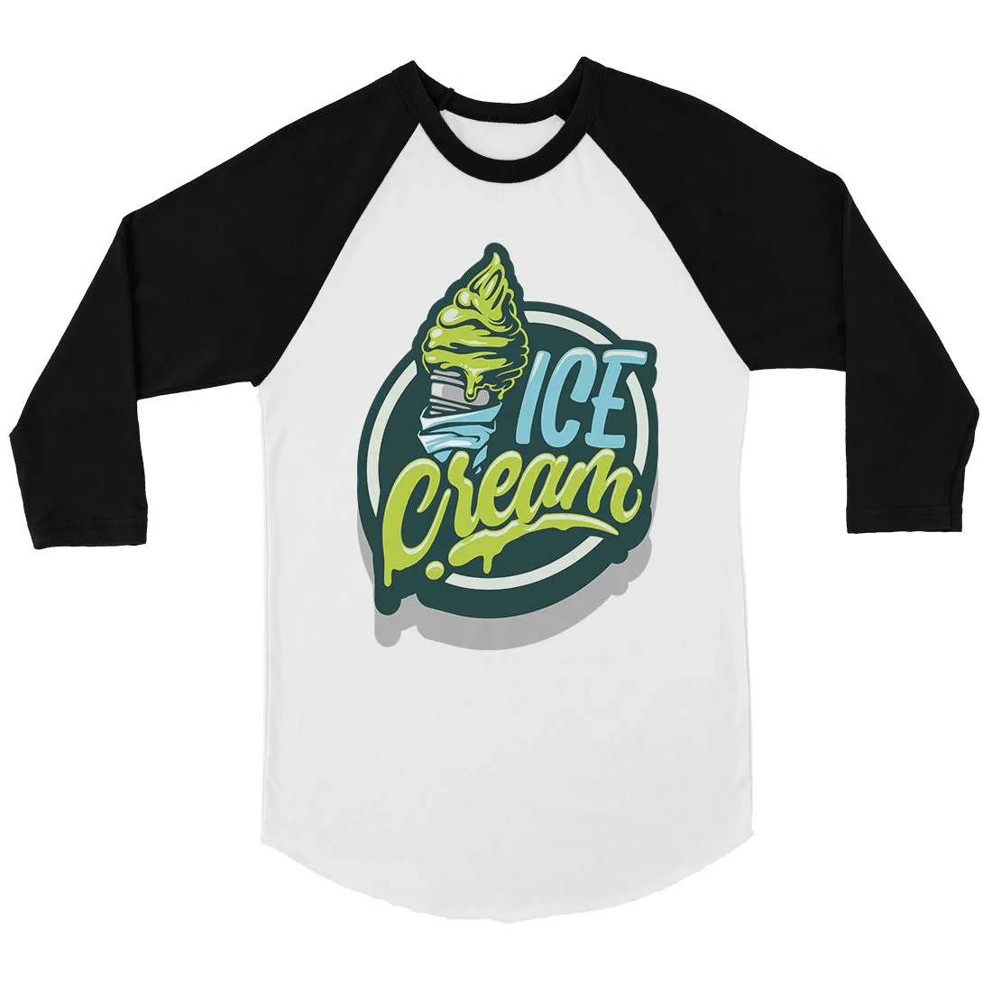 Green Ice Cream Mens Baseball Shirt