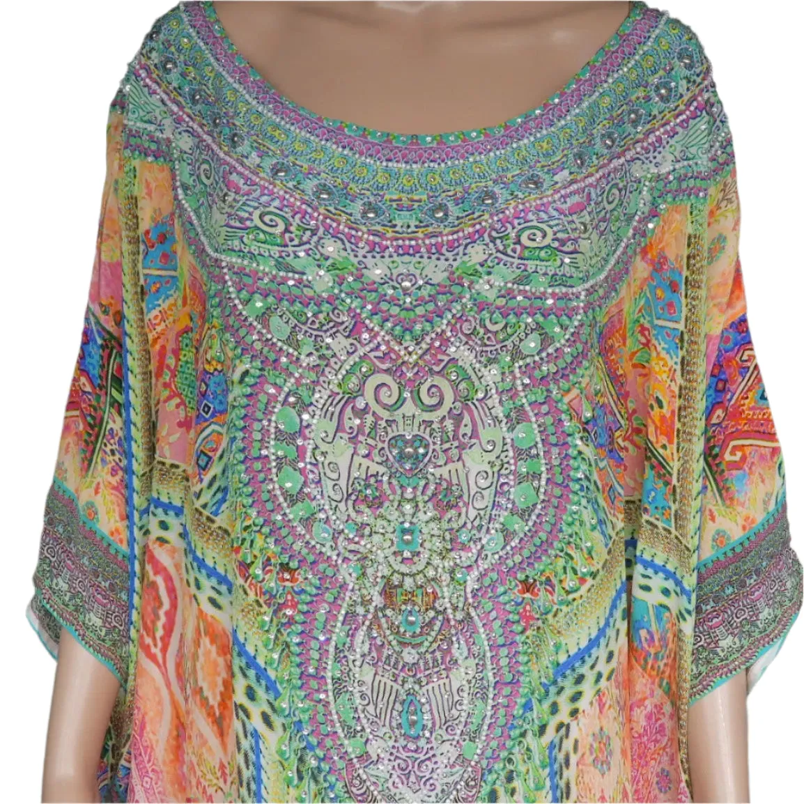 hi-low Silk Embellished Kaftan/Top