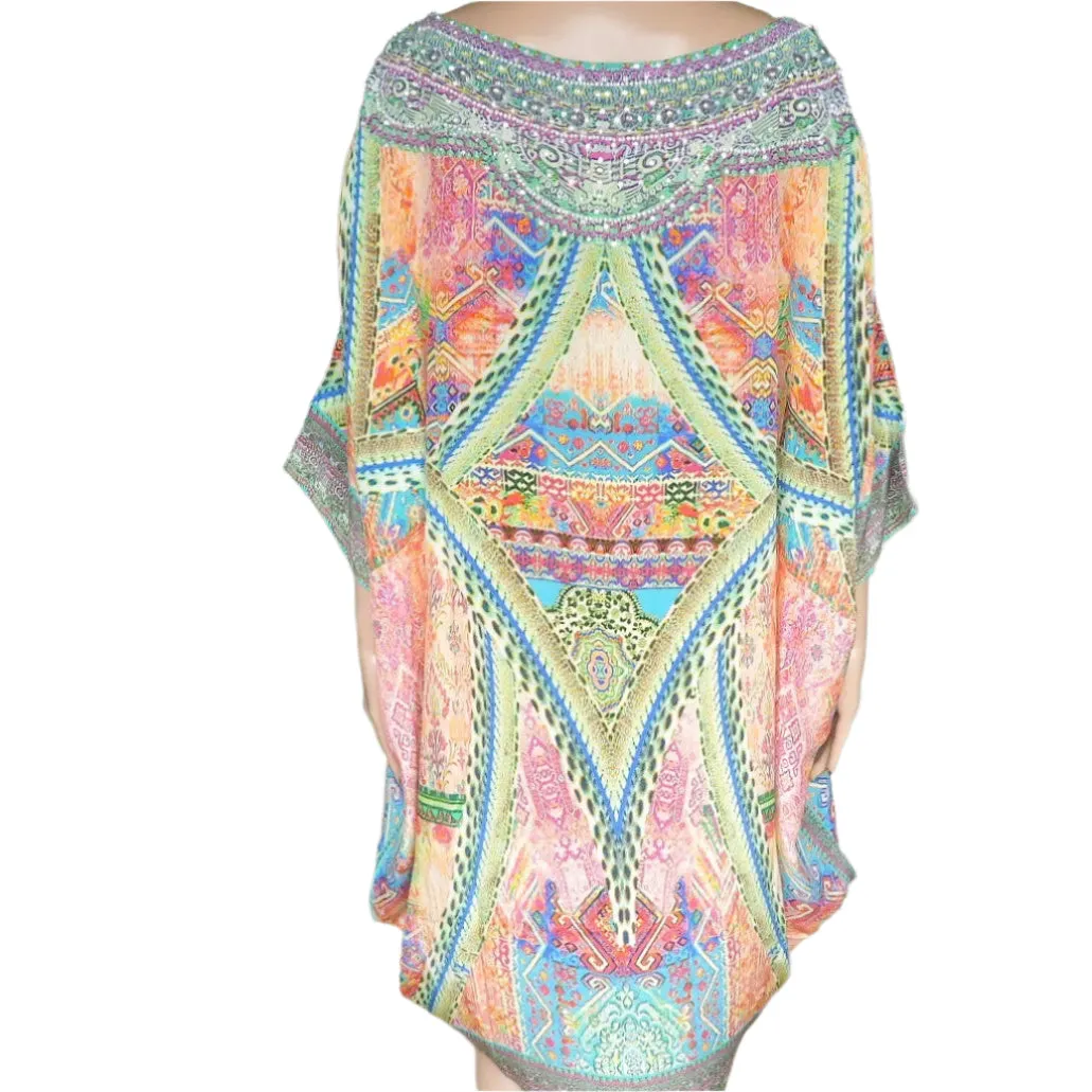 hi-low Silk Embellished Kaftan/Top