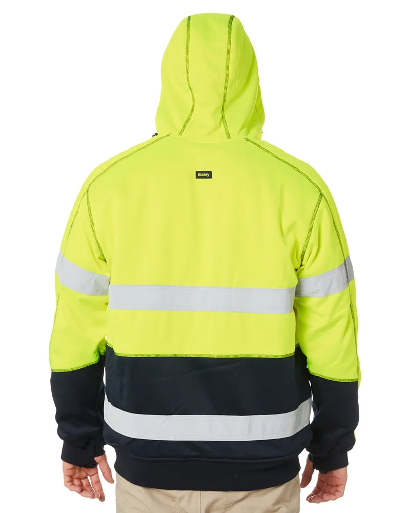 Hi Vis Fleece Hoodie With Sherpa Lining - Yellow/Navy