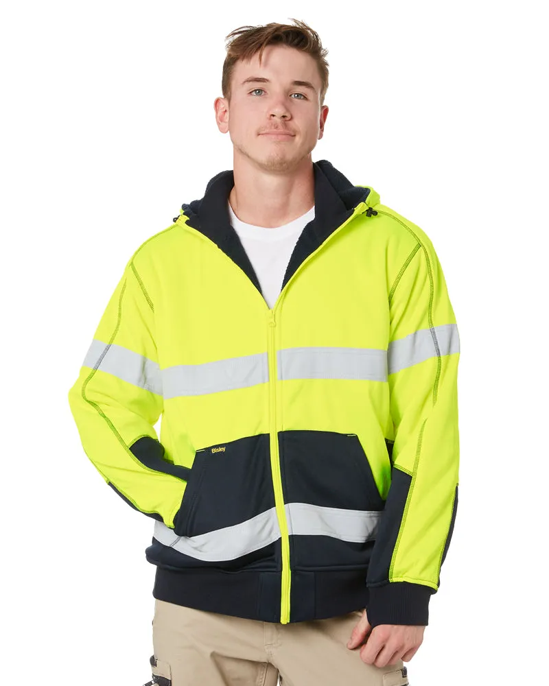 Hi Vis Fleece Hoodie With Sherpa Lining - Yellow/Navy