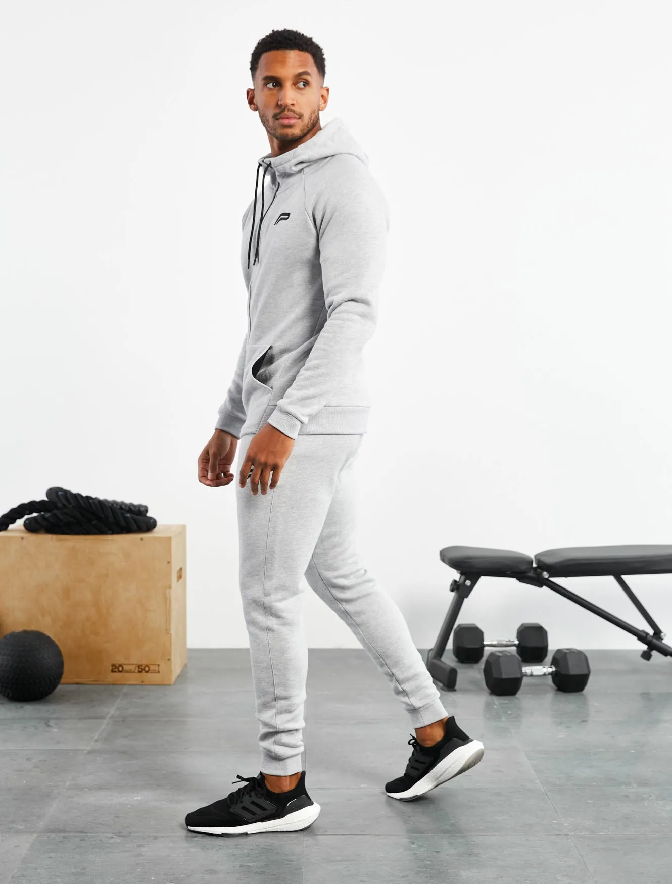 Icon Tapered Joggers - Heather Grey