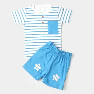 Infant Boys Cotton Set 2 PC Stripe Star - White