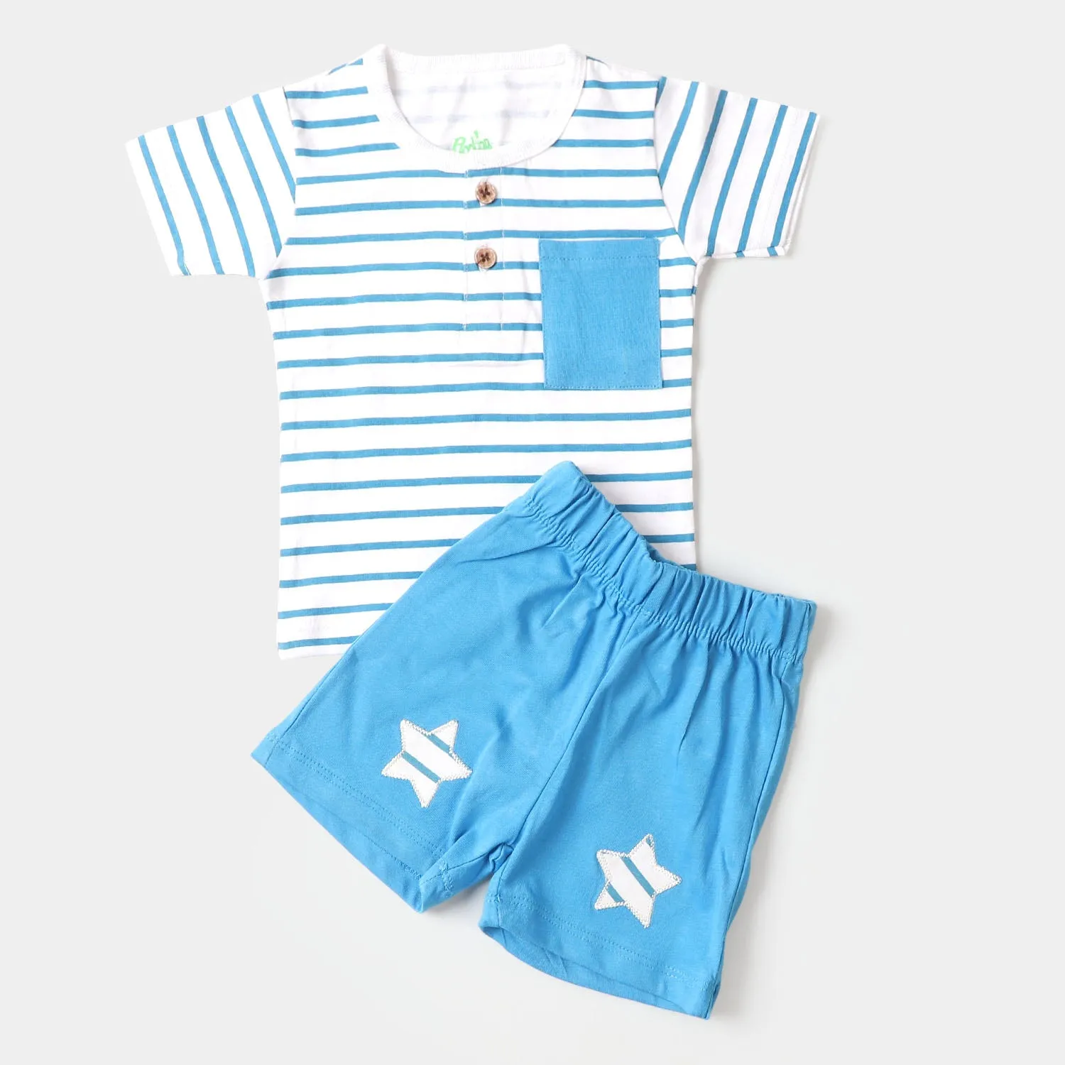 Infant Boys Cotton Set 2 PC Stripe Star - White