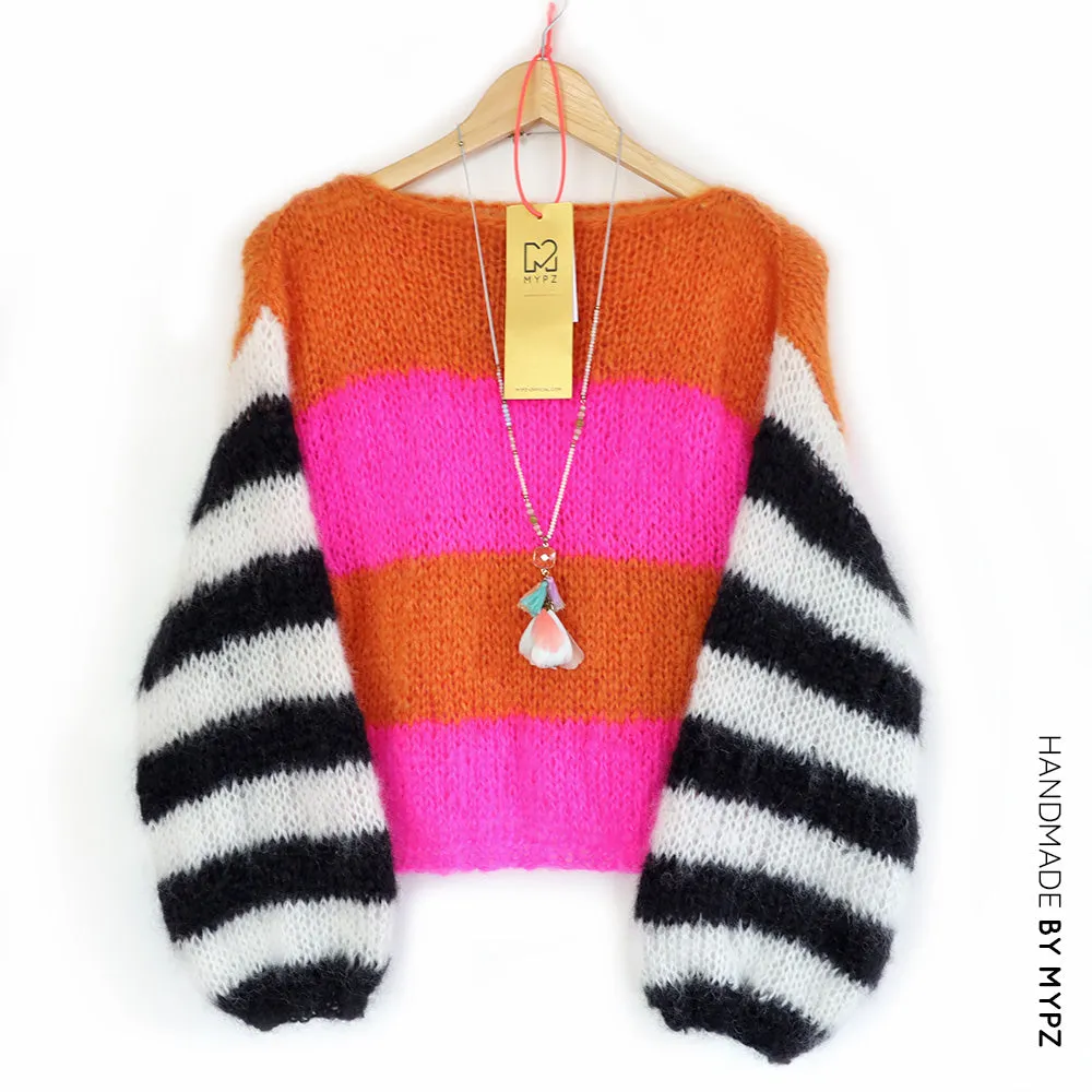 Knitting Kit – MYPZ Basic Light Mohair Pullover Orange-Pink no10 (ENG-NL)