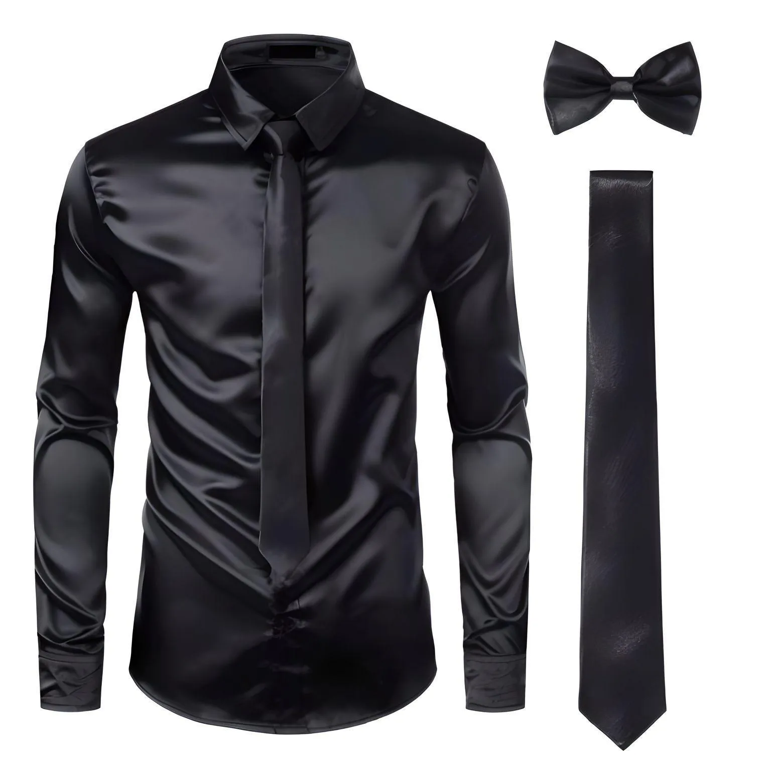 Men's 3Pcs Silk Dress Shirt Tie Set