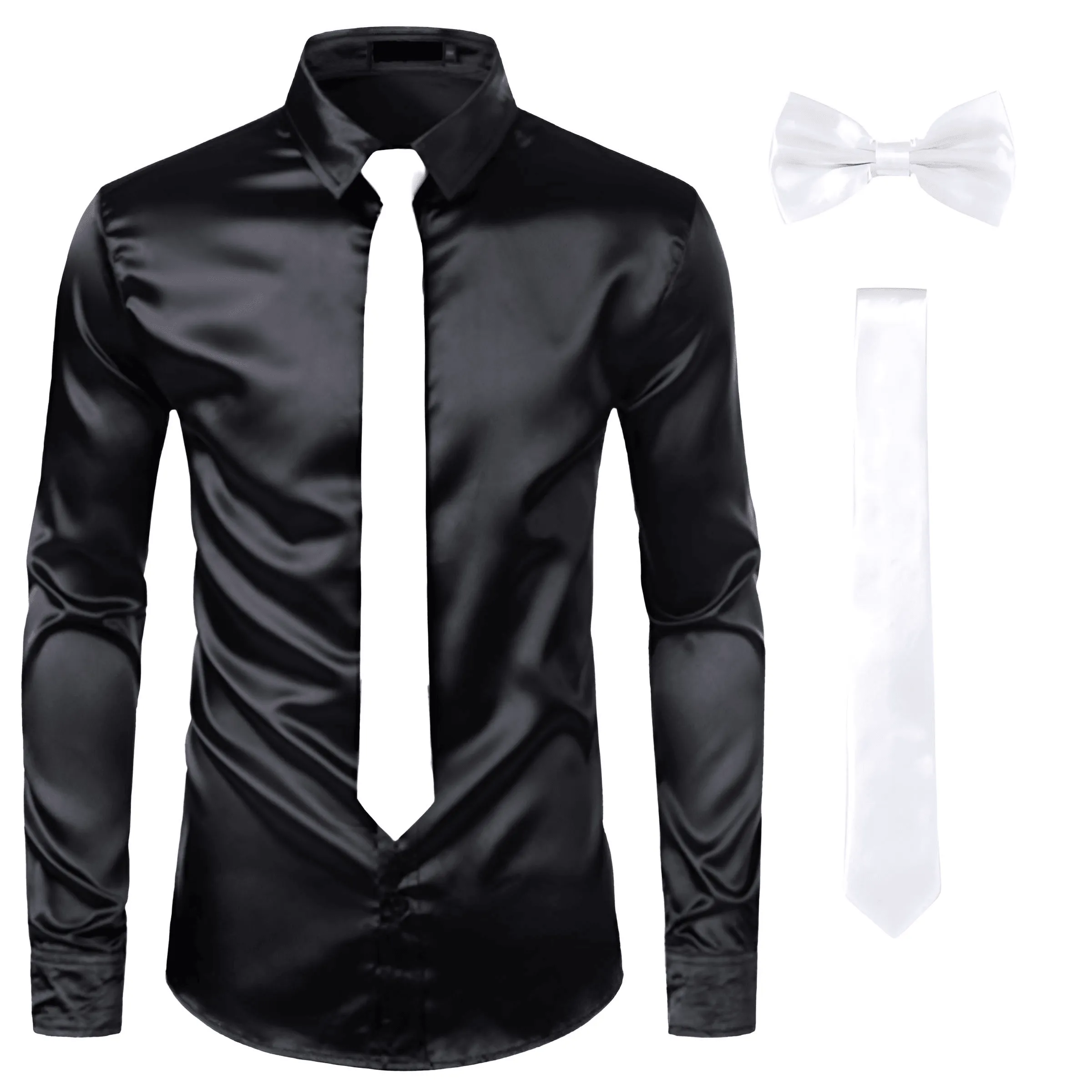 Men's 3Pcs Silk Dress Shirt Tie Set