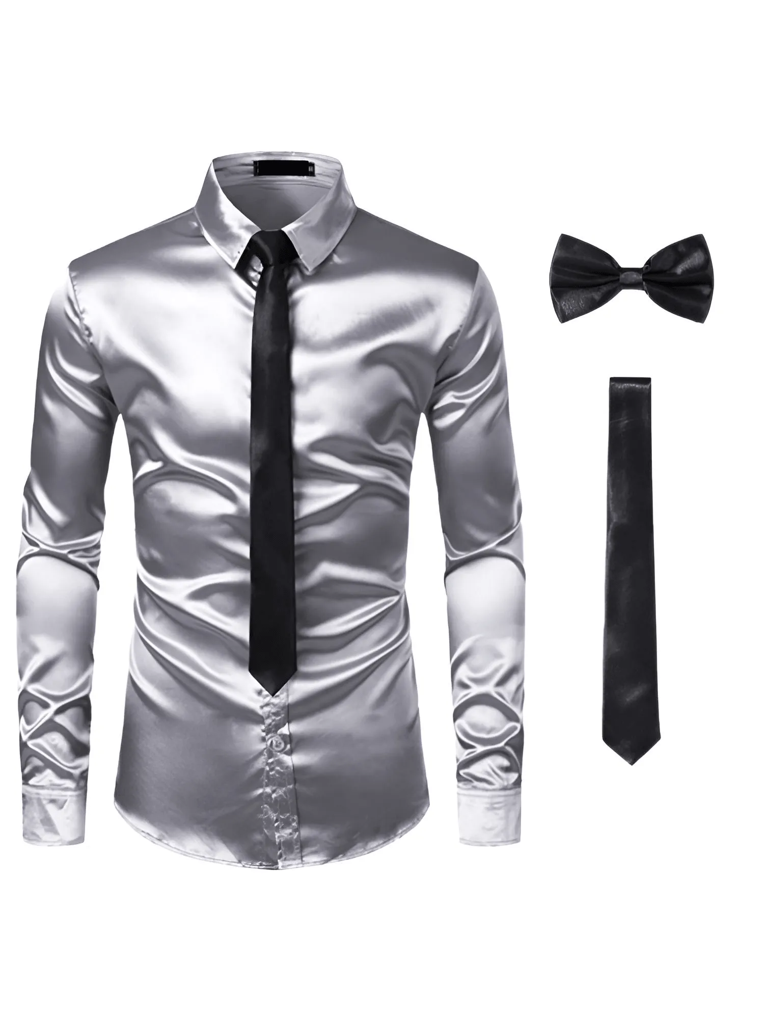 Men's 3Pcs Silk Dress Shirt Tie Set