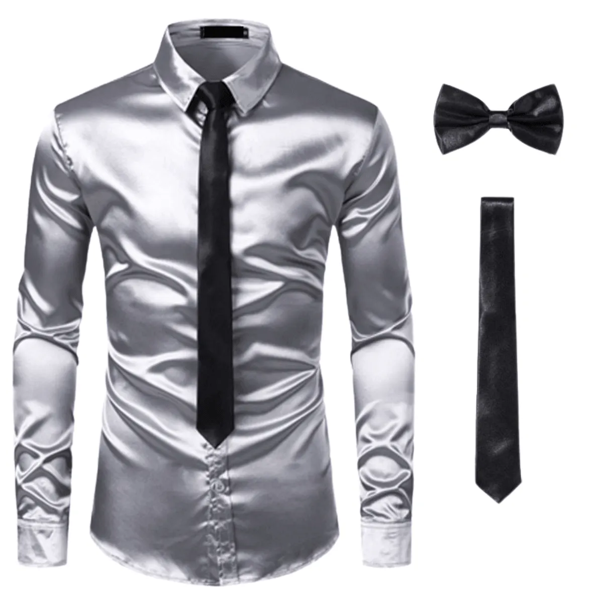 Men's 3Pcs Silk Dress Shirt Tie Set