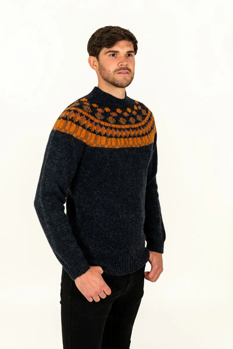 Mens Fair isle Staffa Yoke Jumper - Charcoal