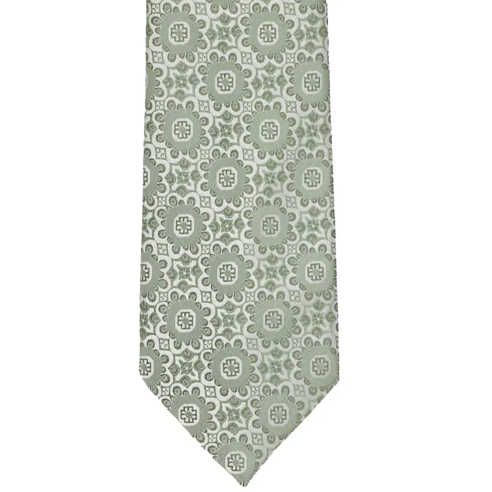 Mint Green Emma Floral Pattern Extra Long Necktie